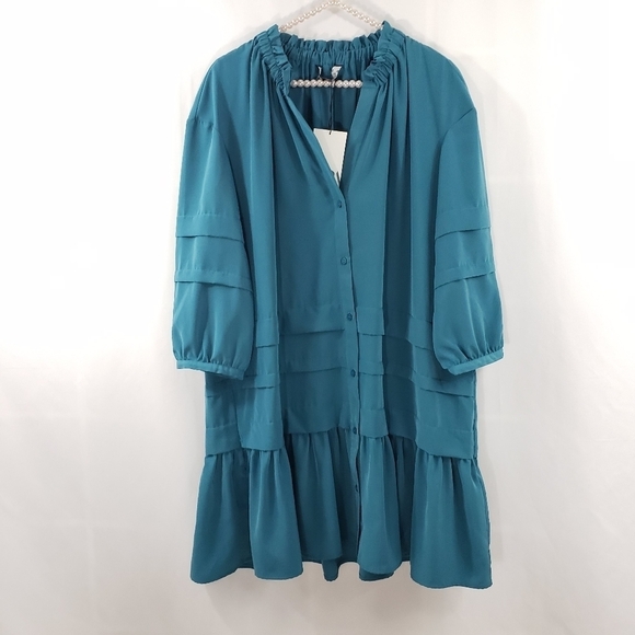 Zara Ruffle Mini Dress Duck Blue - Picture 9 of 10